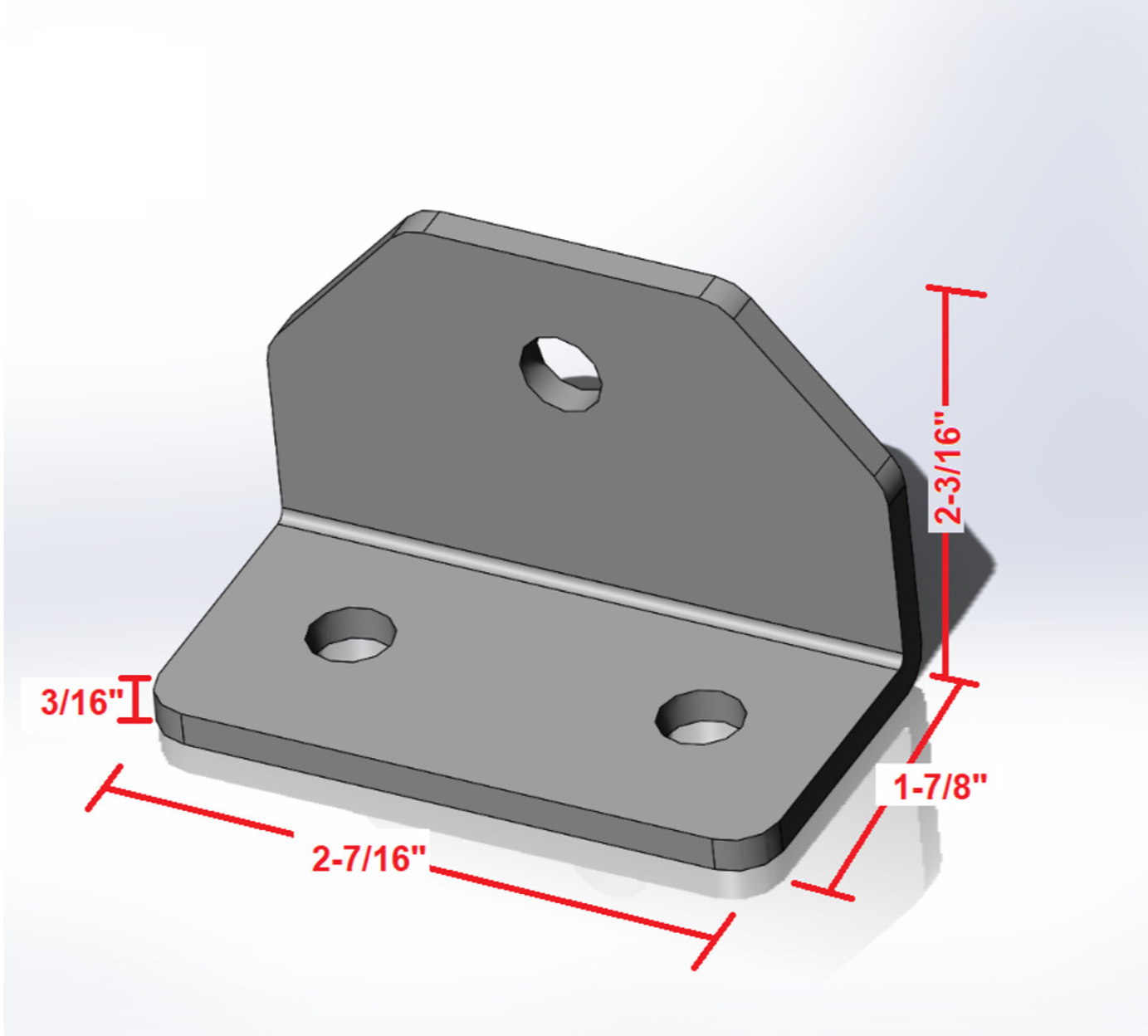 Diagram with sizes of bunk bracket replacement