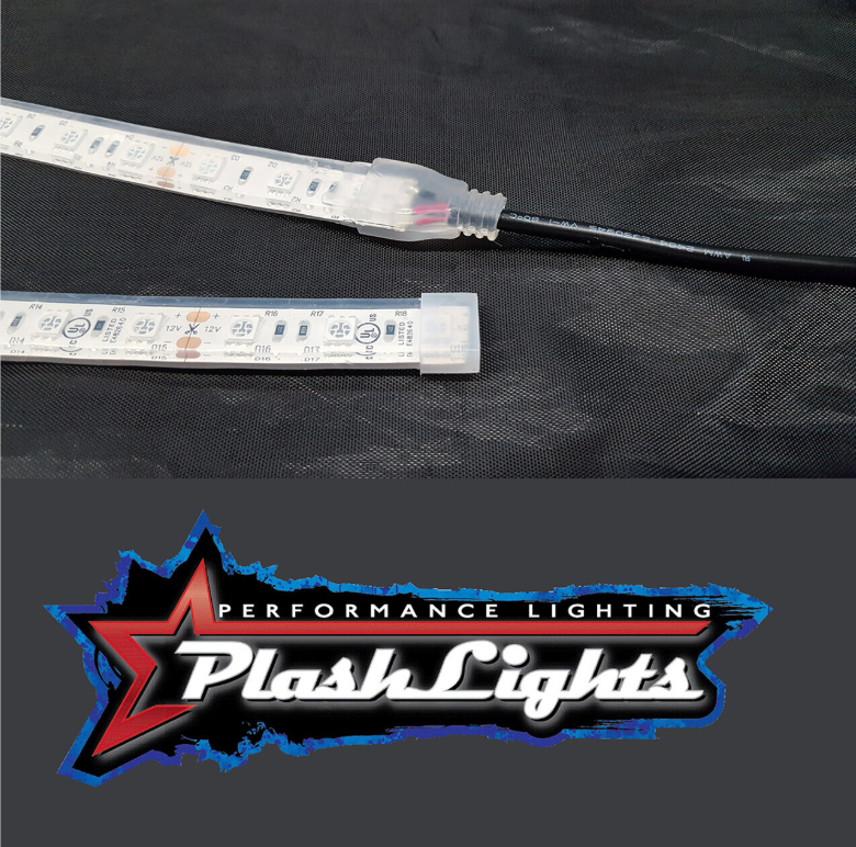Plash Lights Performance Lighting Logo and Close up of LED Light Strip