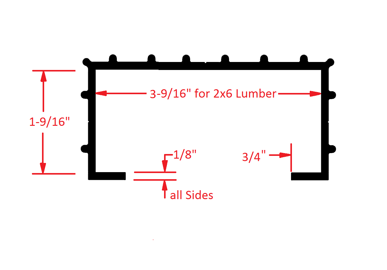 GB550E Plus Profile Illustration for 2x6 substrate, wraps around the bottom corner