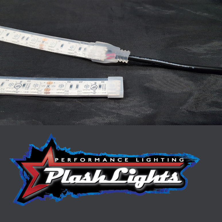 Plash Lights Performance Lighting Logo and Close up of LED Light Strip